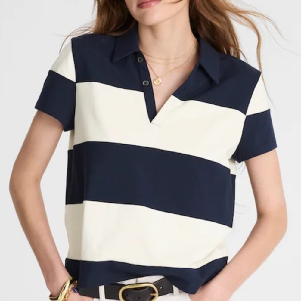 Madewell Pieced Boxy Polo Tee